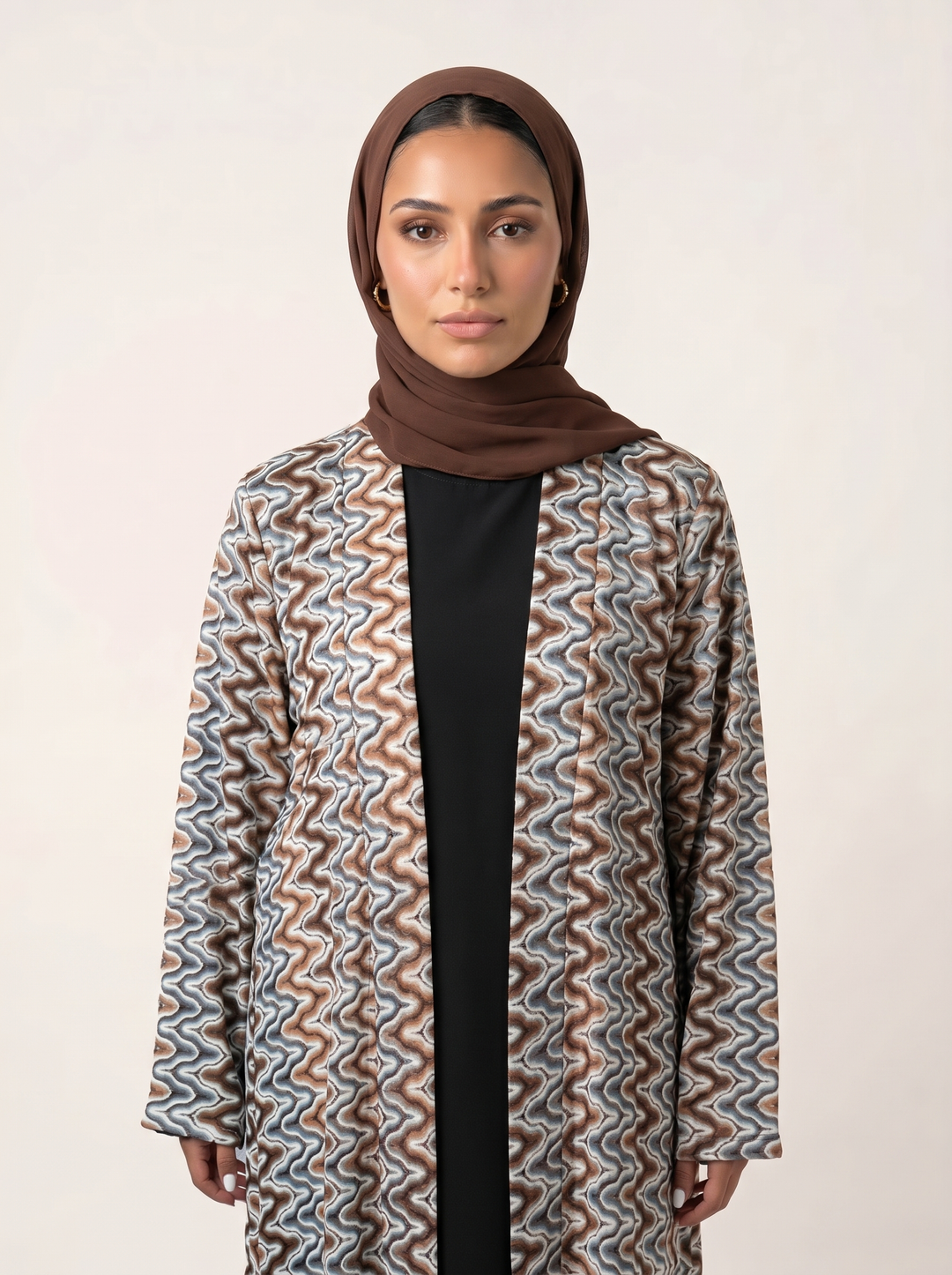 Earth Wave abaya - bust shot with hijab