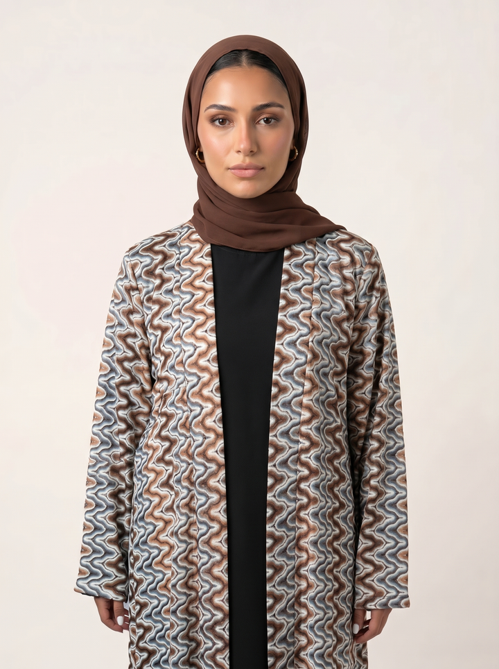Earth Wave abaya - bust shot with hijab