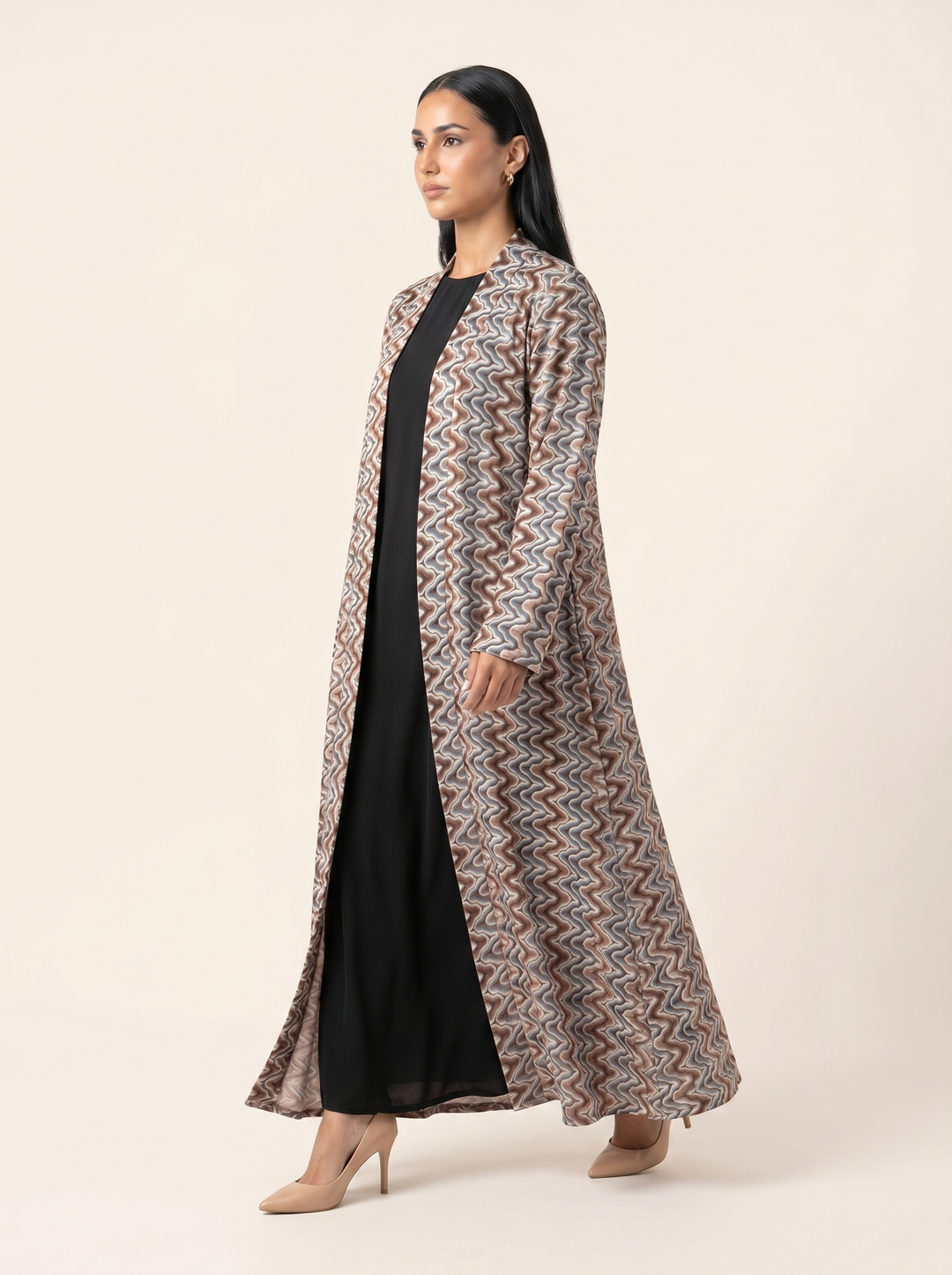 Earth Wave abaya - walking shot without hijab