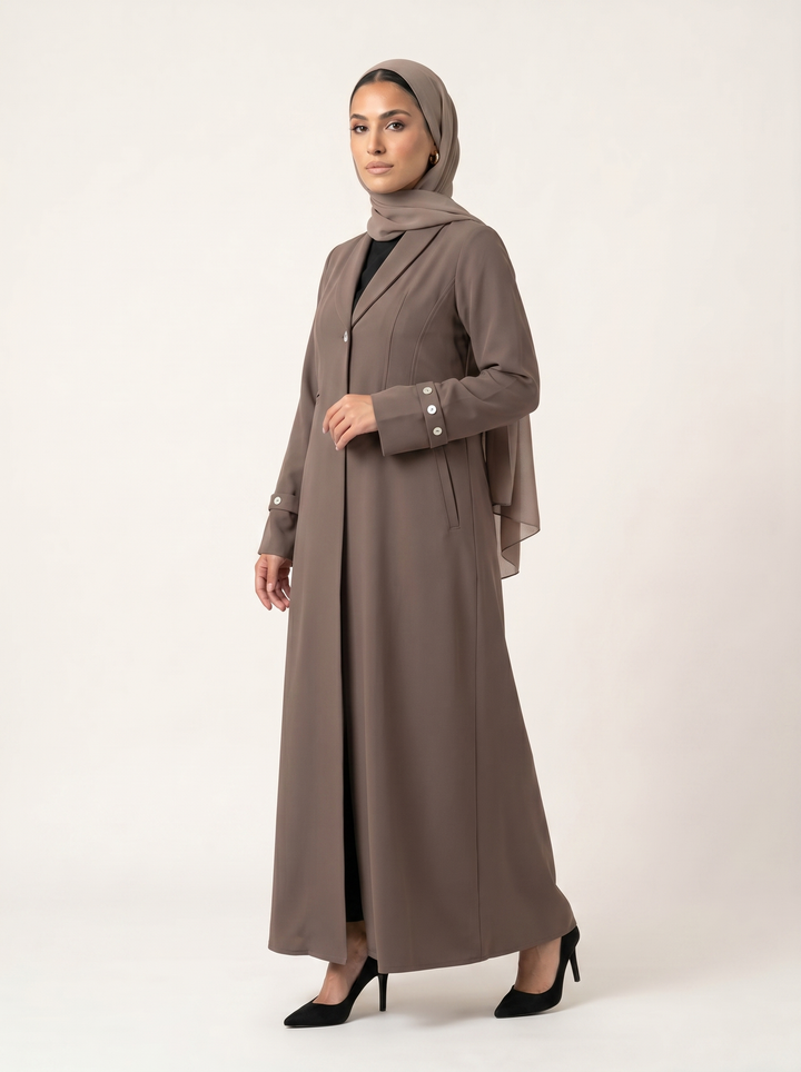 Melange abaya - side profile with hijab