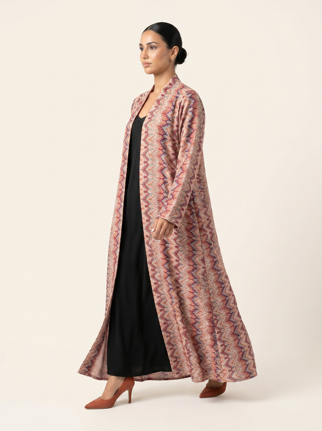 Spice Weave abaya - walking shot without hijab
