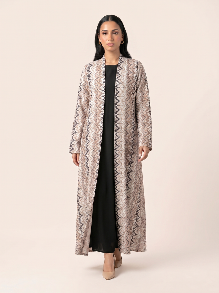 Sand Whisper abaya - walking shot without hijab